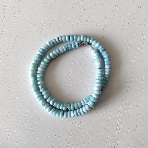 Larimar Beaded Necklace 18 inches long with 925 sterling silver lobster clasp - Picture 1 of 1